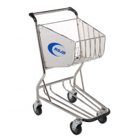 Stainless steel 4 wheels foot brake airport shopping trolley