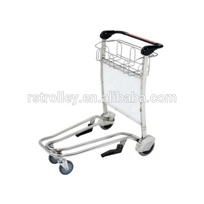 stainless steel airport luggage trolley for airport with brake